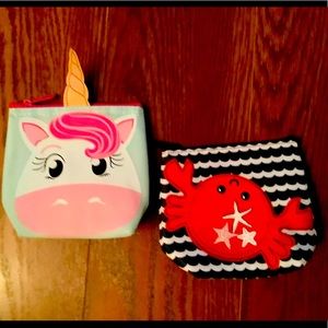 Thirty One Cool Zip Snackers, Unicorn and Crab